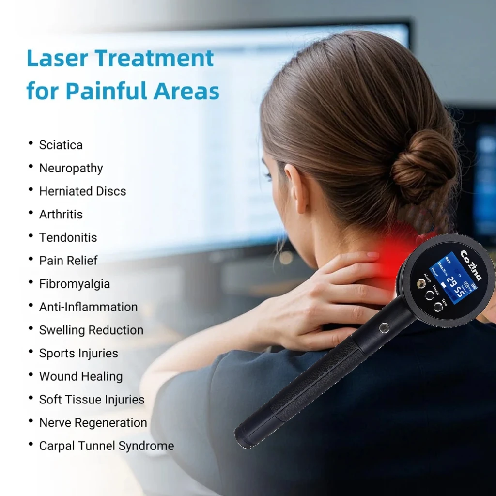 

Профессиональный аппарат для холодной лазерной терапии с 25 диодами, 1295 мВт - Перезаряжаемый LLLT-аппарат для облегчения боли при артрите и тендините