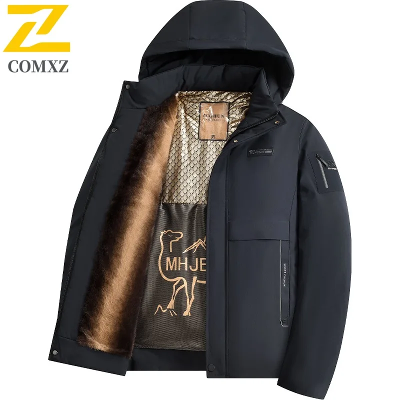 COMXZ Men Parker Coat Stylish Solid Color Skiing Daily Wear Warm Windproof Street Look Padded Jacket Casual High Quality Jackets