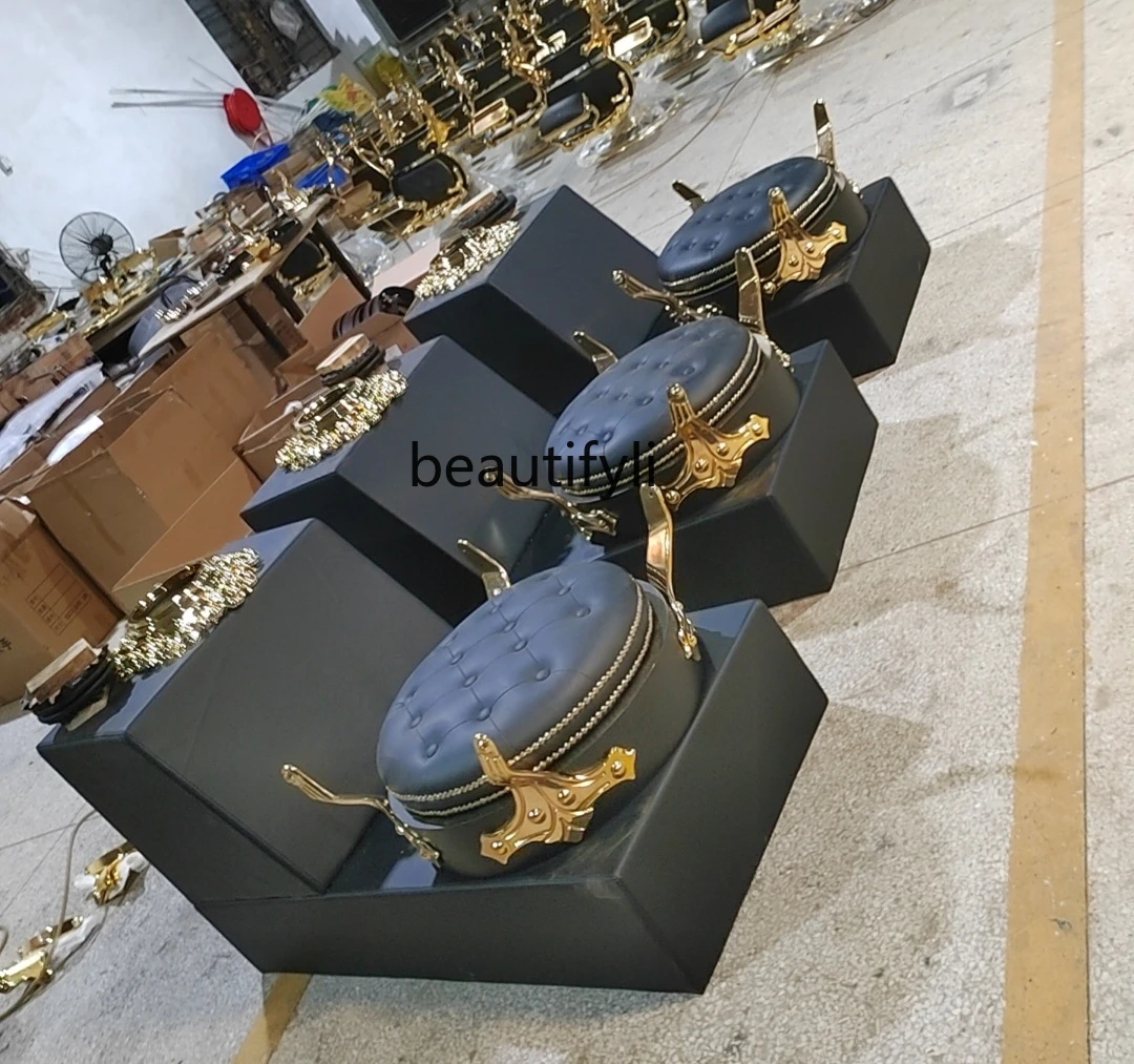 Light luxury gold-plated, half-lying barber shop fashion shampoo bed simple and high-end, hair salon, flush bed