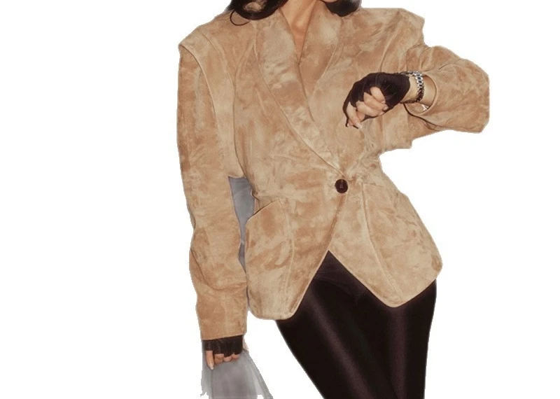 Solid Color Lapel Waist Cinched Slim Fit Spliced Jacket 2025 Autumn New Jacket