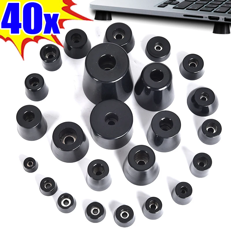 

8/40Pcs Rubber Pads Floor Protectors Table Chair Furniture Leg Cover Speaker Cabinet Bottom Black Tips Absorber Non-slip Gasket