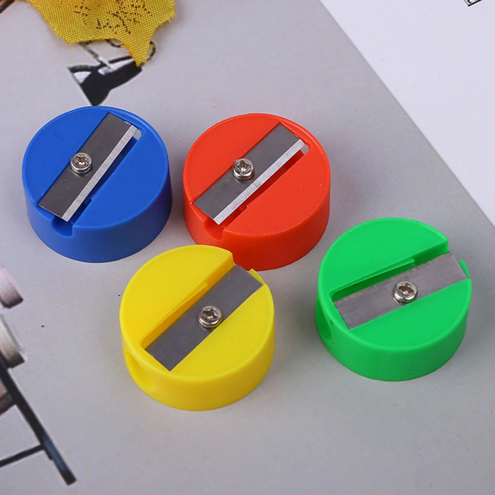 

120pcs Plastic Round Design Sharpener Pencil Sharpener Handheld Sharpener Students Stationery Supplies for Kids Children (Random