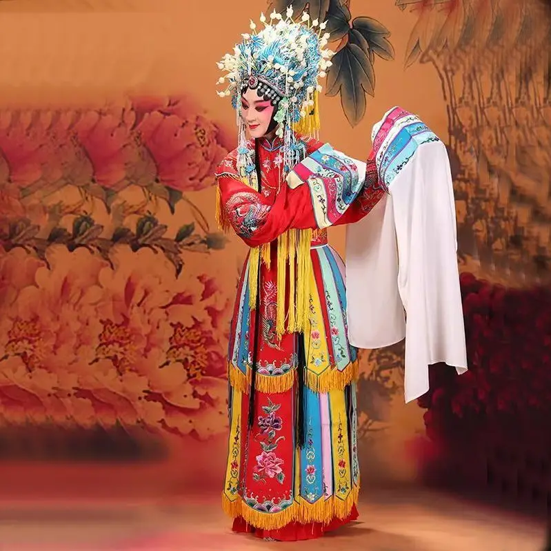 Beijing Opera Costumes Stage Performance Clothes Drunken Golden Branches Empress Dowager Noble Consort Drunken Colorful Ribbons