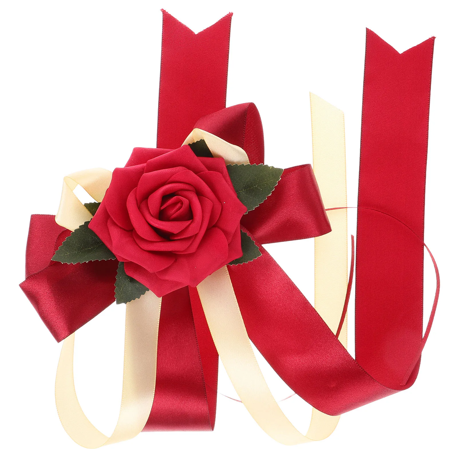 

Rearview Mirror Door Handle Flower Decorations Wedding Car Artificial Silk Flowers Plastic Bride Car Accessories Stylish Latte