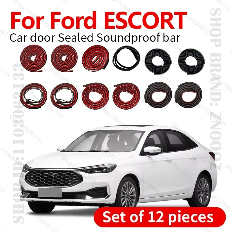 

For 1968-2025 Ford ESCORT Car Door Seal Strip Rubber Double Layer Sealing Protector Soundproof Dustproof Seal Strip 12PCS Set
