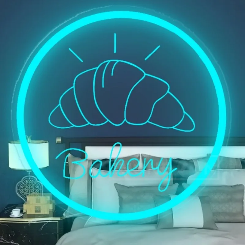 Customizable Bakery Neon Sign USB-Powered Plastic LED Wall Light Single Color for Home Kitchen & Food Business Supplies Decor