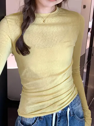 2026 Spring Autumn T shirt Women Tops Solid Slim Fit Long Sleeve O Neck Tshirts Female Casual Streetwear High Quality Base Tees - Image 9