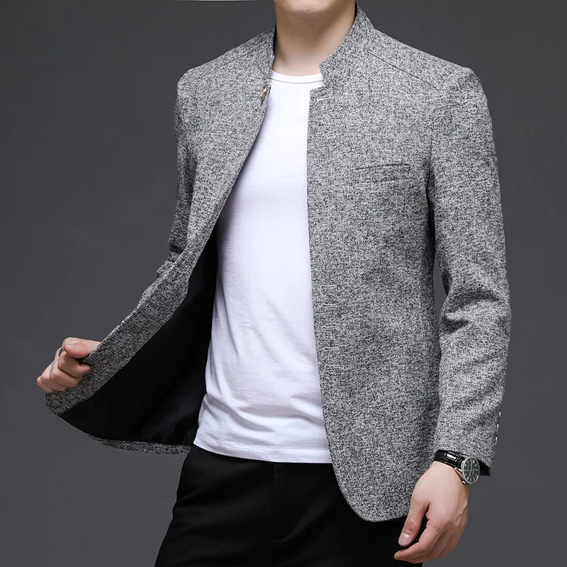 1-A155  r Casual Suit Jacket Zhongshan Suit for Young and Middle-aged Dads National Style Single Suit National Fashion CD