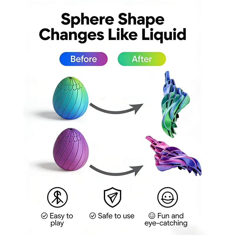 Twisty Fidget Egg 3d Printed Slippery Egg Fidget Easter Egg Rotating Fidget Puzzle Toy Stress Relief Colorful Desk Fidget Toy