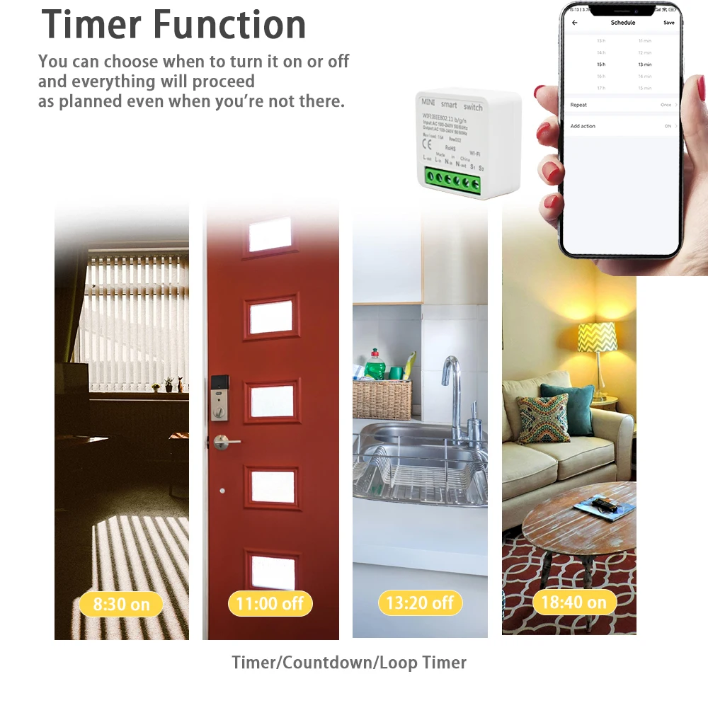 16A eWelink Mini WiFi Smart Switch AC 100-240V Circuit Breaker Smart Home Automation Module Timer DIY Alexa Google Home Alice