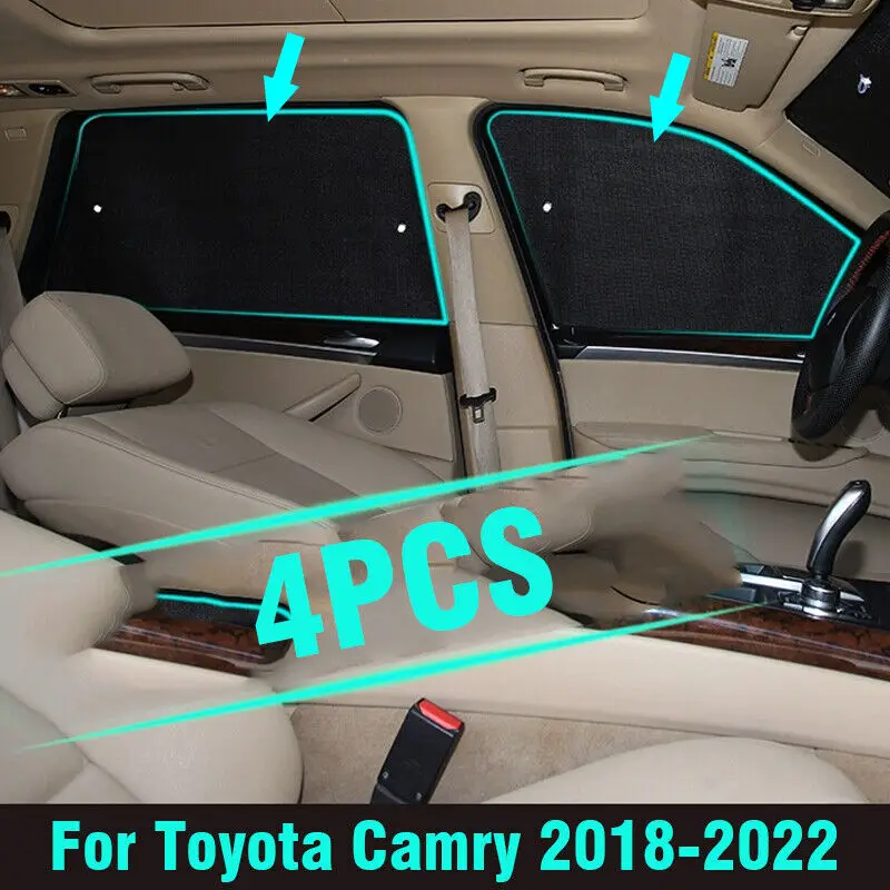 

For Toyota Camry 2018-2022 Side Window Camp Black Silver Privacy Sunshade 4PCS
