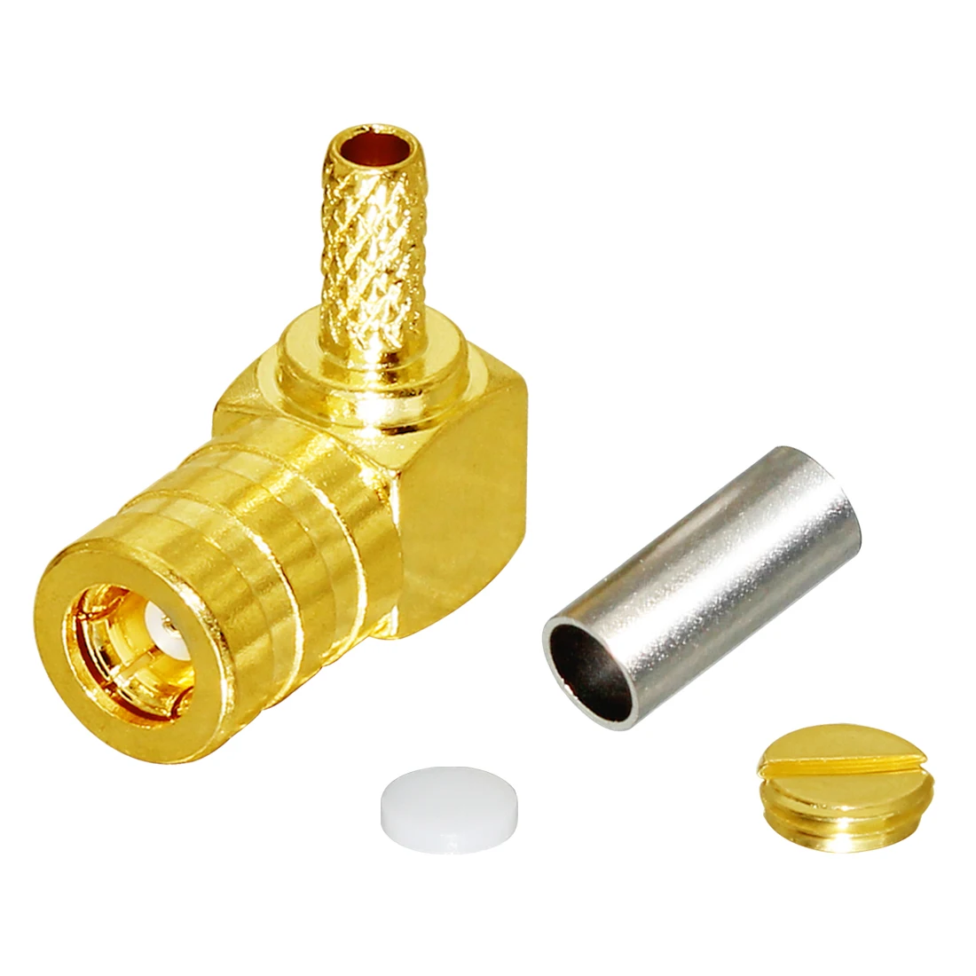 1PC New  SMB Female RF Connector Right Angle Crimp For  RG316 RG174 RG58 RG142 Cable 90-degree Goldplated NEW Wholesale