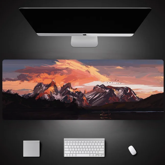 Kawaii игровые аниме коврики для мыши клавиатура стол Mause Art стол мышь ковер масляная большая картина пейзаж закат супер натуральный каучук