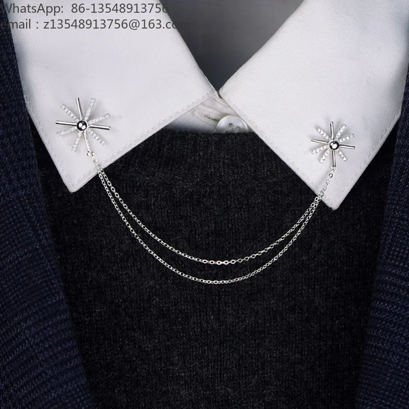 Simple brooch, small collar pin, chain, corsage suit, shirt collar corner buckle accessories