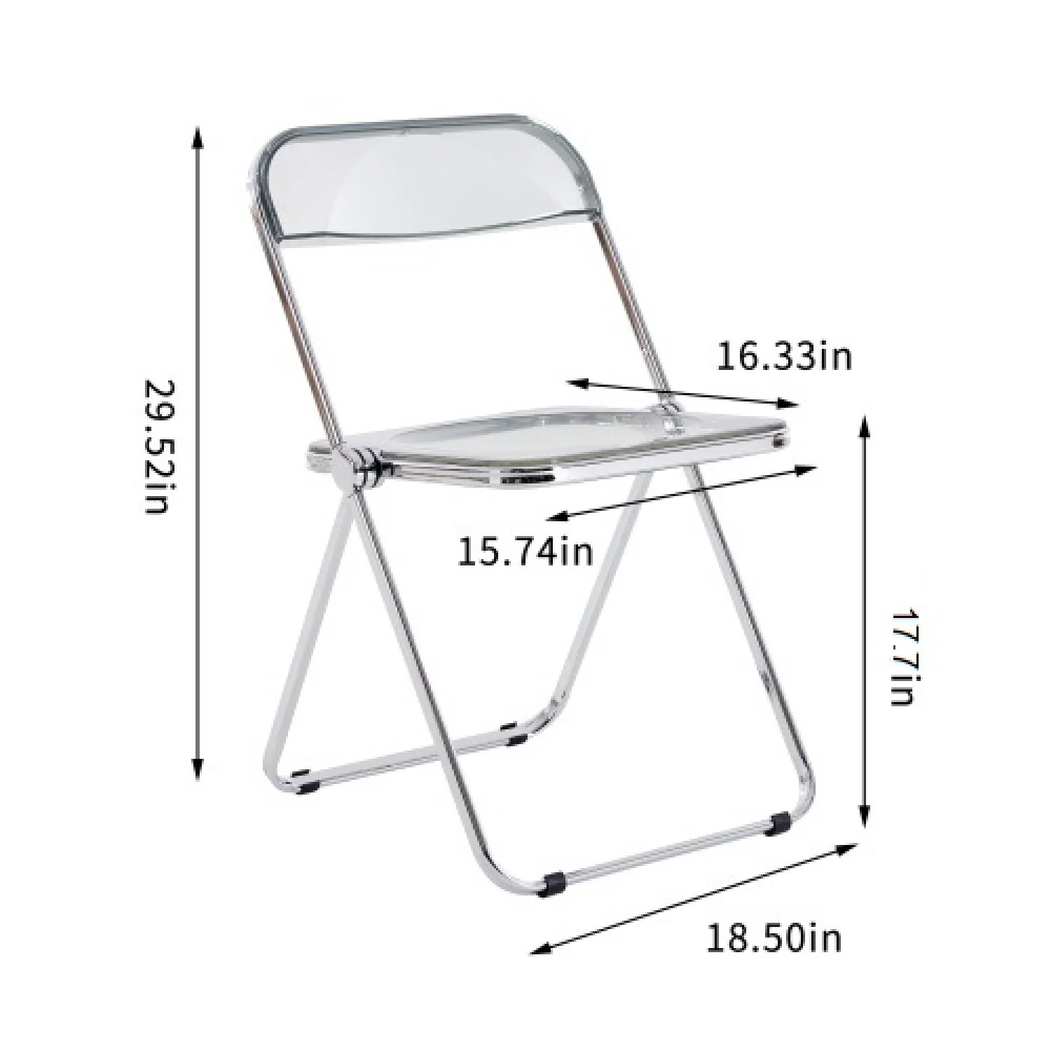 

Gray Clear Transparent Folding Chair Pc Plastic Living Room Seat