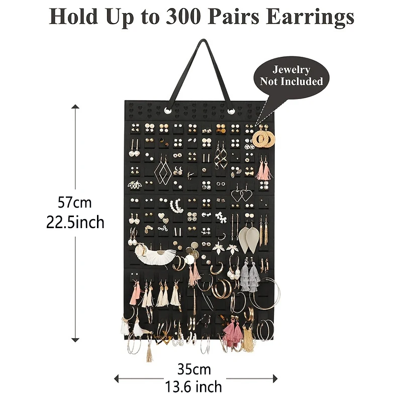 300Pairs Hanging Jewelry Organizer Bag for Earrings Necklace Bracelets Display Storage Double Sided Felt Rotating Hanger Joyero