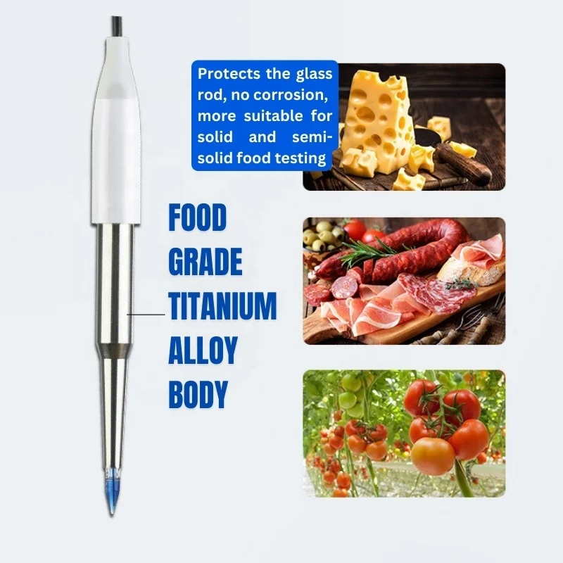 Professional Spear pH Electrode Titanium Alloy Body pH Probe With BNC Connector for Solid Food Dough