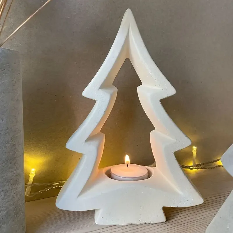 Weihnachten Ornamente Kerzenhalter Silikon Form DIY Handgemachte Weihnachtsbaum Gips Beton Harz Kerzenhalter Handwerk Formen Wohnkultur