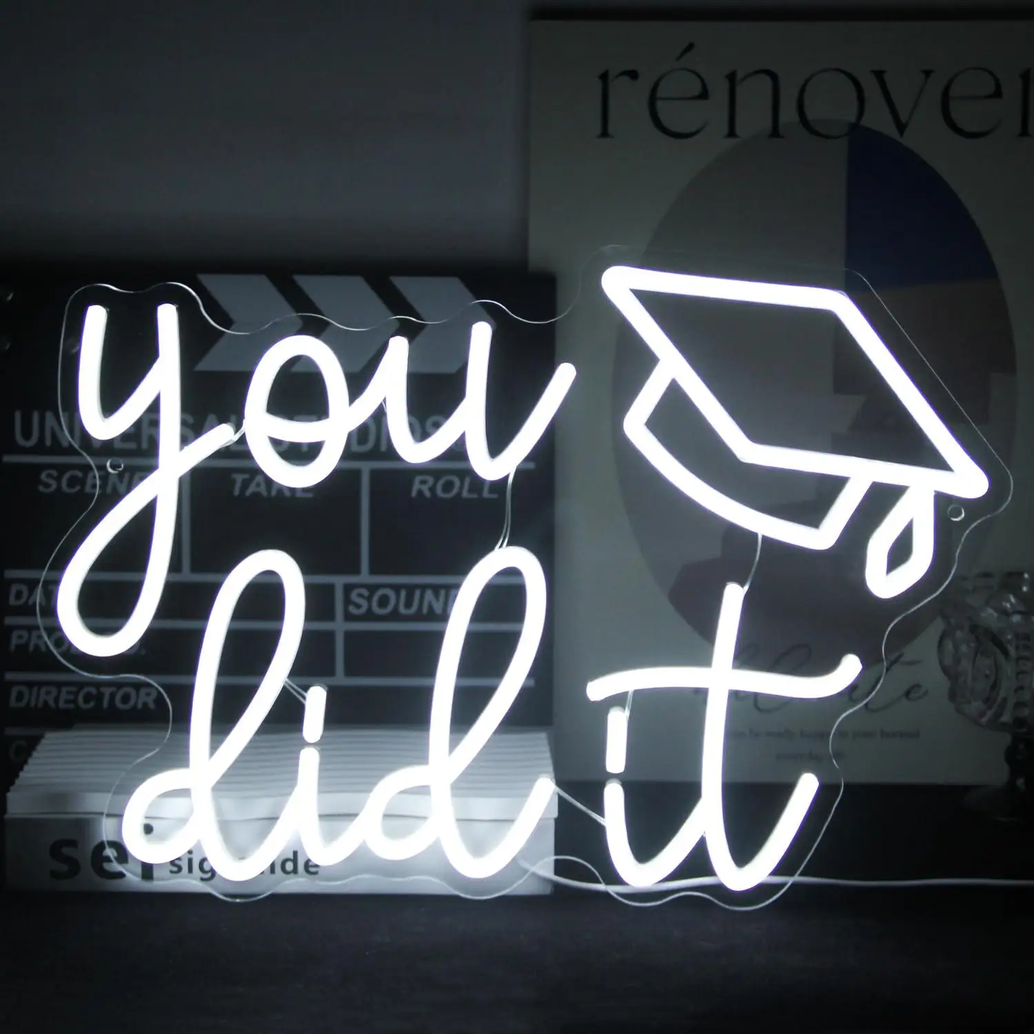

Неоновая вывеска «You Did It» с шапкой выпускника, USB-светодиодная подсветка с регулировкой яркости для выпускного вечера, декора для общежития, классной комнаты, подарков