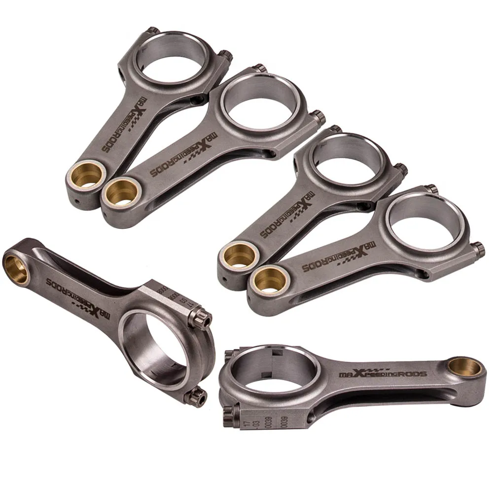 4340 Forged Steel H-Beam Connecting Rods Rod For VW VR6 Golf 2.8 2.9 164mm ARP 2000 Bolts 800 BHP view 2