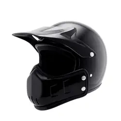 Gloss Black DOT Motorcycle Helmet Retro Cafe Racer Vespa Vintage Motocross Open  Kask Full Face Casco Modular Ce