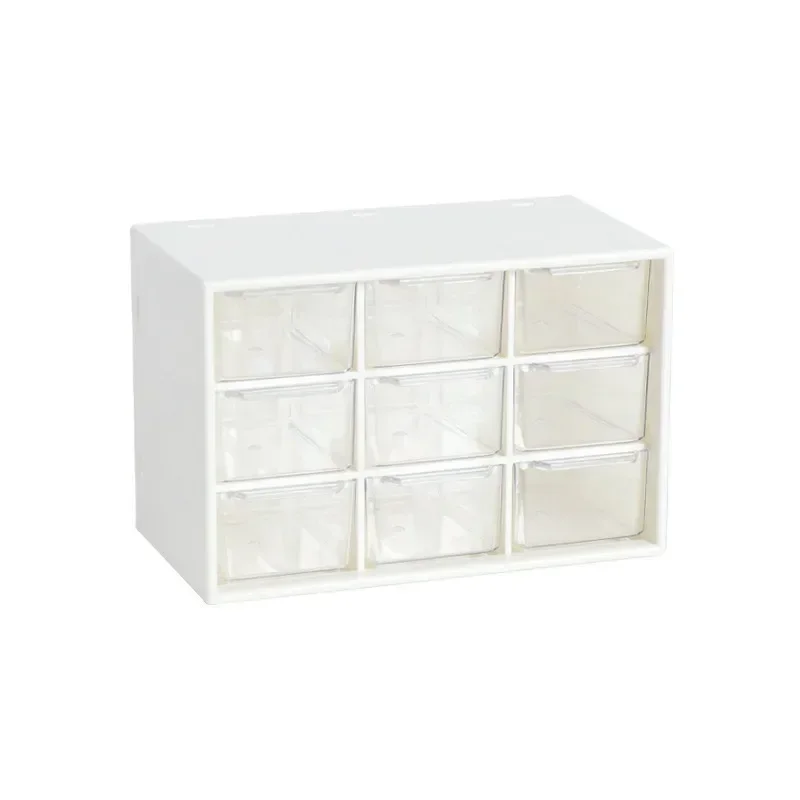 1PC Nine Palace Grid Small Drawer Jewelry Storage Box Student Dormitory Desktop Stationery Small Item Storage Transparent Drawer