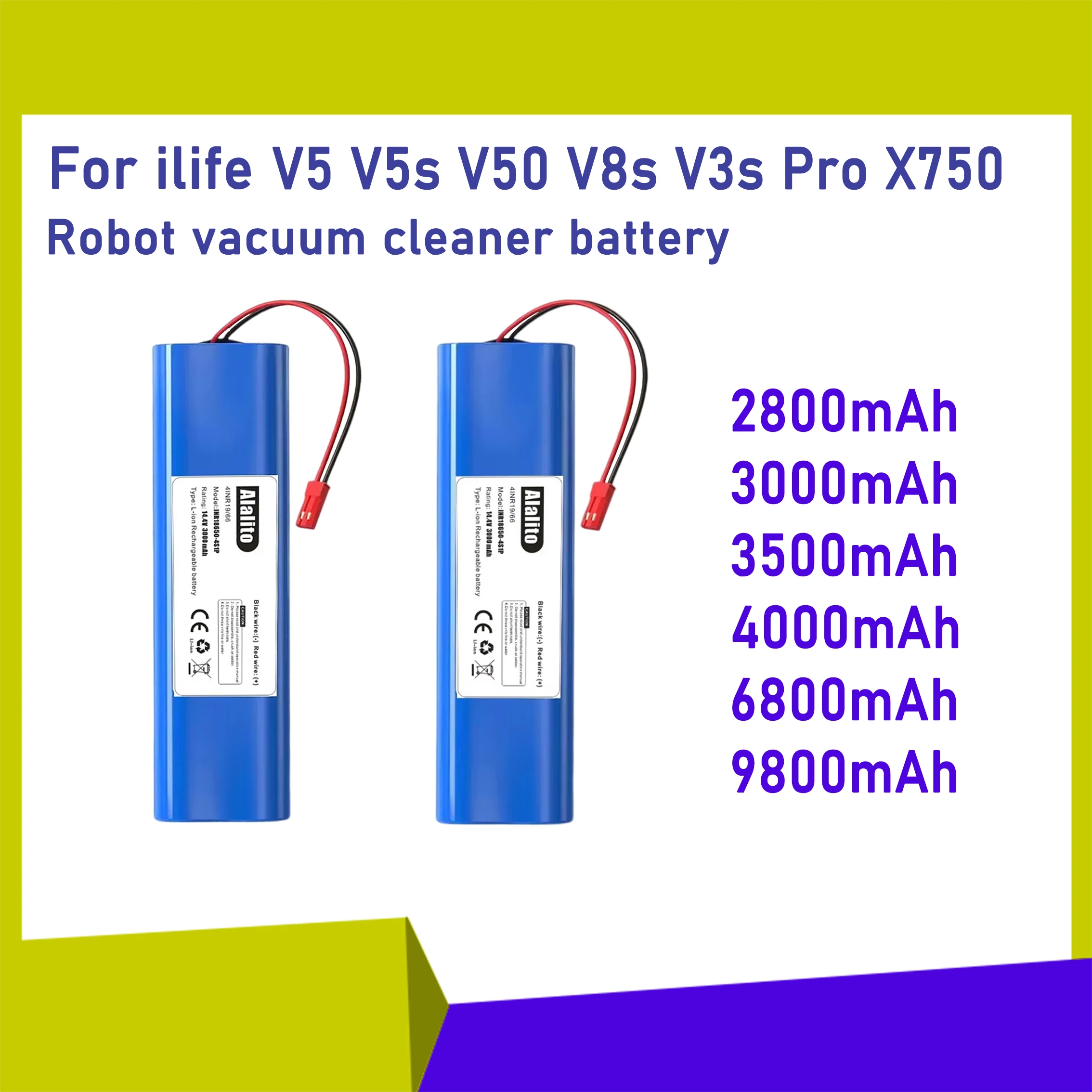 14.4V 12800mAh lithium battery for ILIFE V3s Pro V50 V5s Pro V8s V80 Max B5 Max S5 Pro X750 robot vacuum cleaner