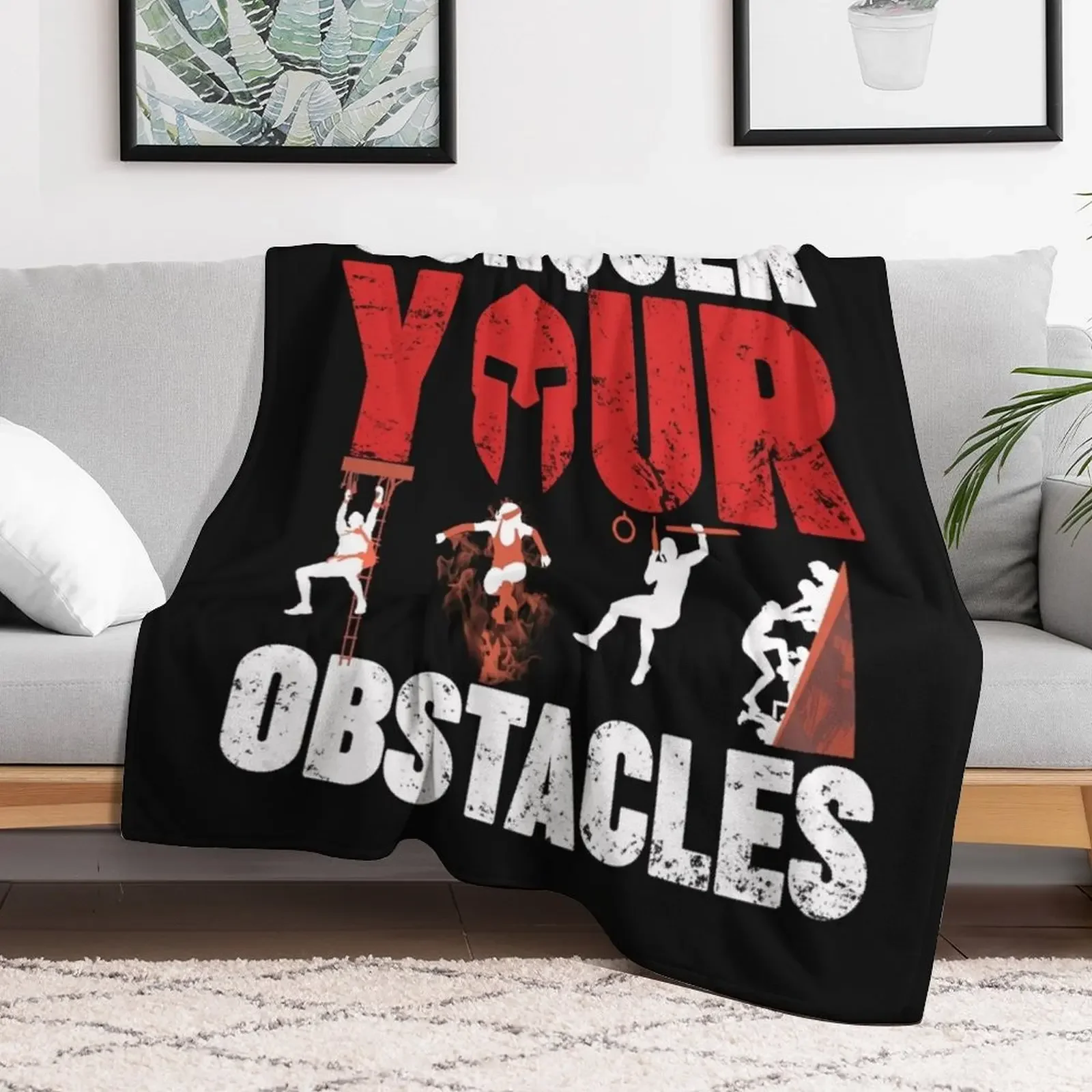 Spartan Conquer Your Obstacle Throw Blanket cosplay anime Moving Bed linens Blankets