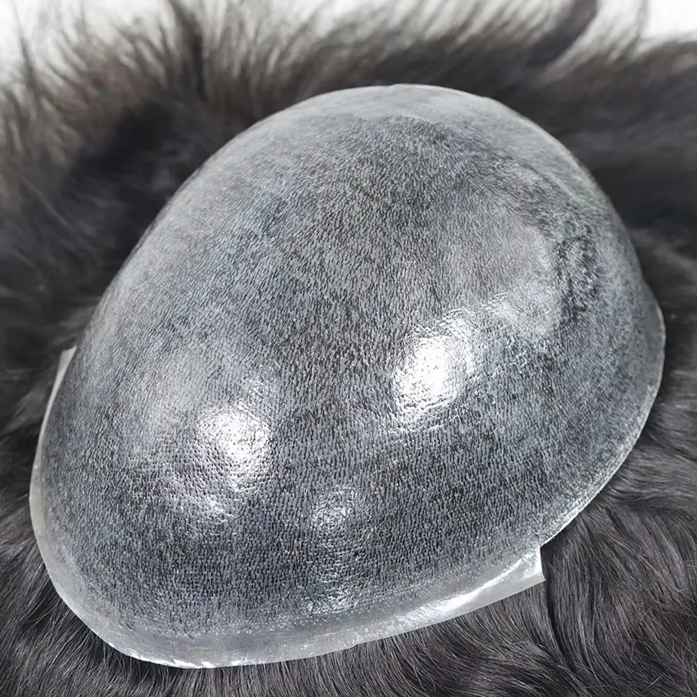 8 "x 10" полная кожа парик из искусственной кожи для мужчин инъекционный полный поли человеческие волосы мужской парик # 1B Мужской капиллярный протез, замена волос