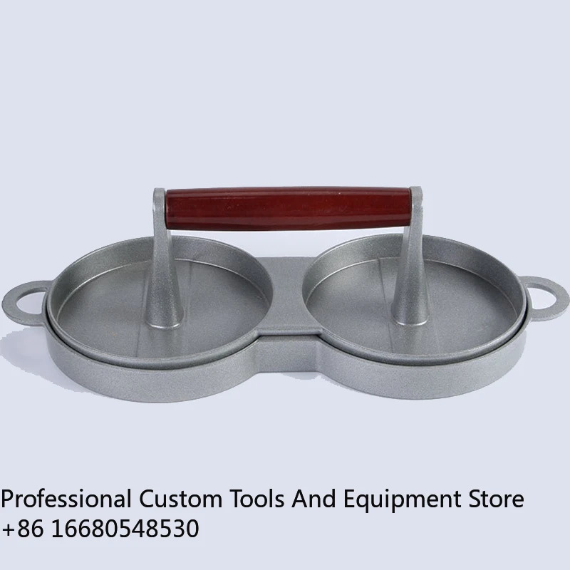 

GHKitchen Tool Aluminum Press Non-Stick Burger Patty Surface Double Hamburger Meat Maker Mold Manual Function Cooking Meat Poult