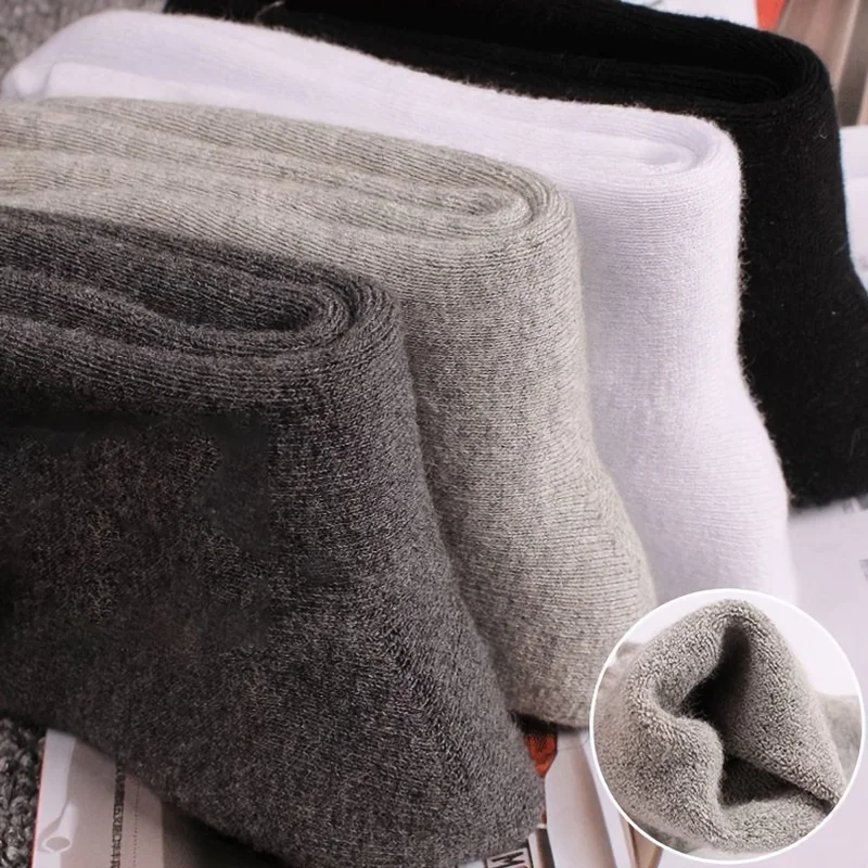 2 Paar neue, dicke, warme Wintersocken für Damen und Herren, einfarbige Hausschuhe, warme Damensocken, bequeme Hausschuhe. – Detail 5