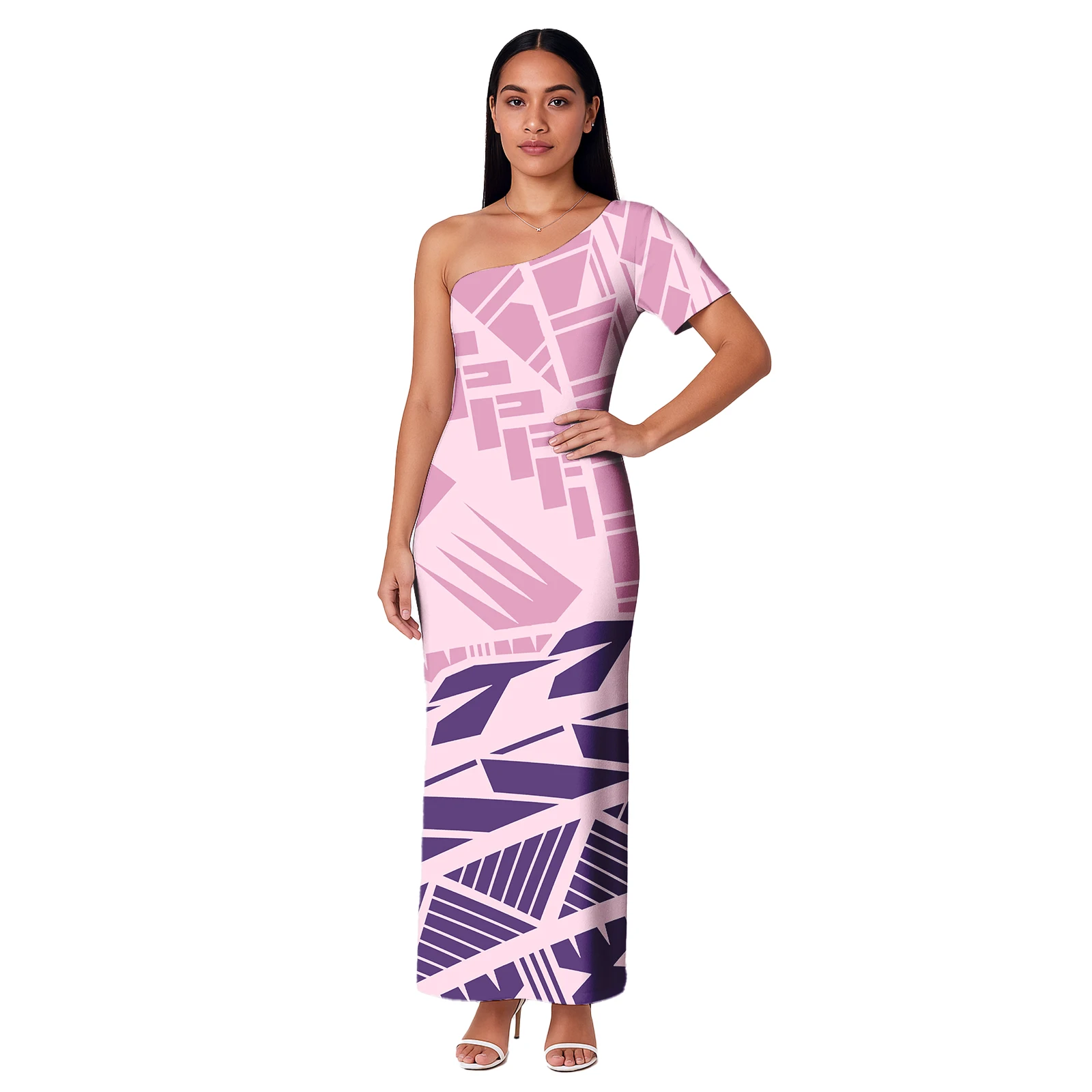 ใหม่ Islander Puletasi เสื้อผ้าซามัว Tapa ออกแบบชุดเลดี้หนึ่งไหล่ผู้หญิงชุดที่กําหนดเอง