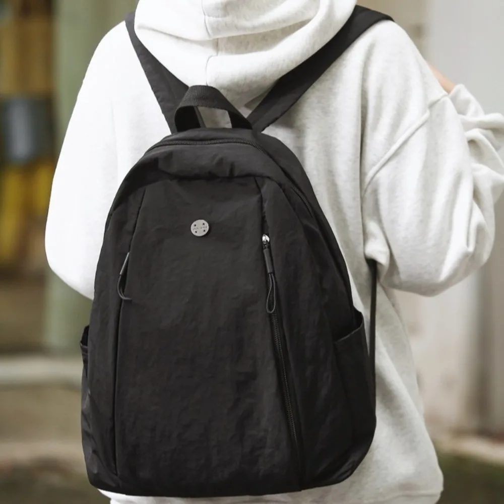 Mochila de nailon de Color sólido a la moda, mochilas Harajuku de gran capacidad para hombres, bolso escolar con cremallera que combina con todo para niñas