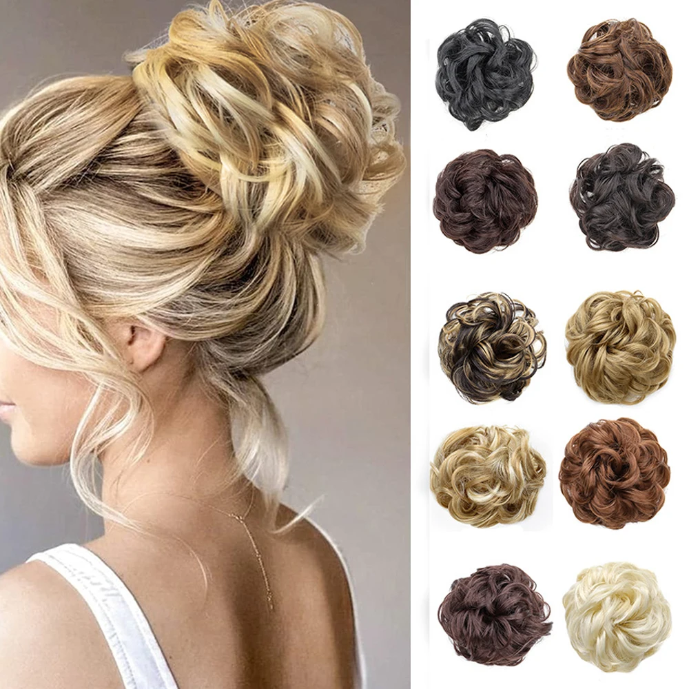 Disheveled Bun - Loose Curled Bun Hair Ties, Ponytail Extensions, Synthetic Bun Women's Style