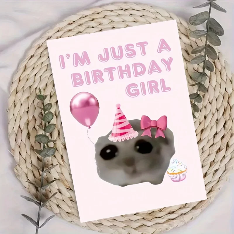 1 Stück Niedliche Geburtstagskarte mit Hamster-Motiv, Inklusive Umschlag, Geeignet für Familie und Beste Freunde, Geburtstagskarte für Frauen