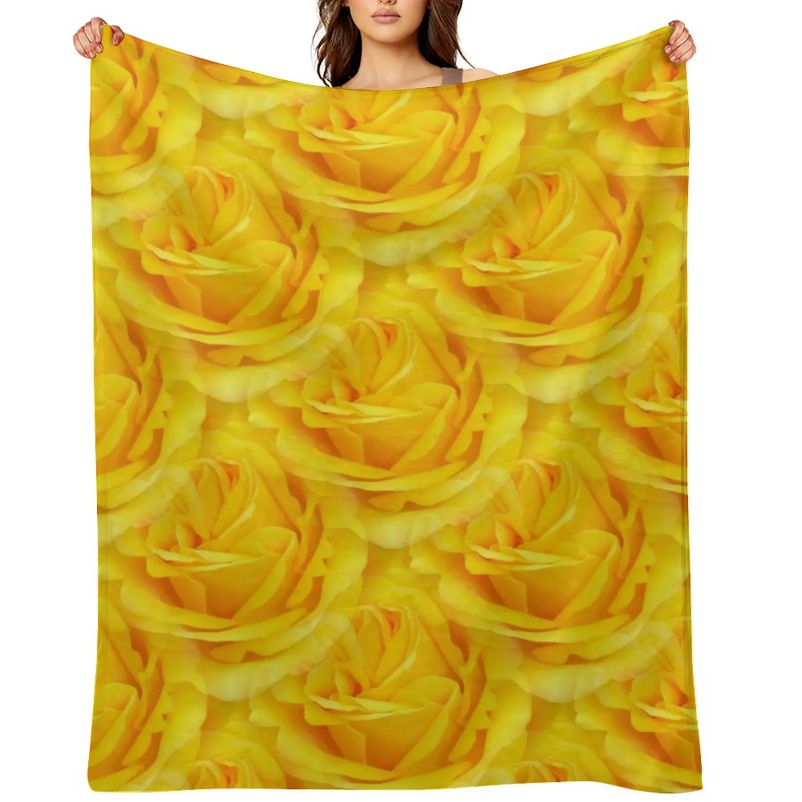 Modern Abstract Seamless Yellow Rose Petals Throw Blanket Decorative Sofas Extra Large Throw Large Flannel Blankets