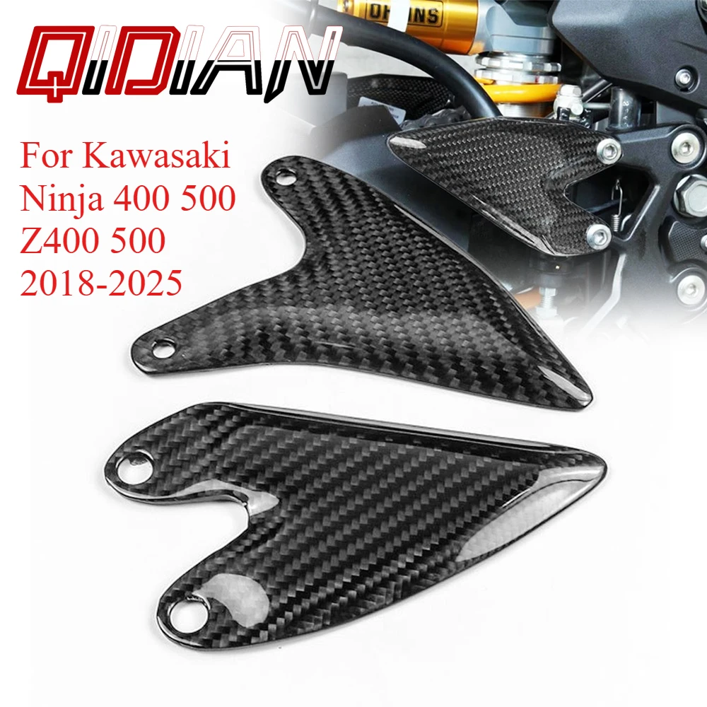 

Motorcycle For Kawasaki Ninja 400 500 Z400 500 2018-25 Heel Plates Footpedal Pedal Kit Carbon Fiber Footpeg Rearsets Heel Guard