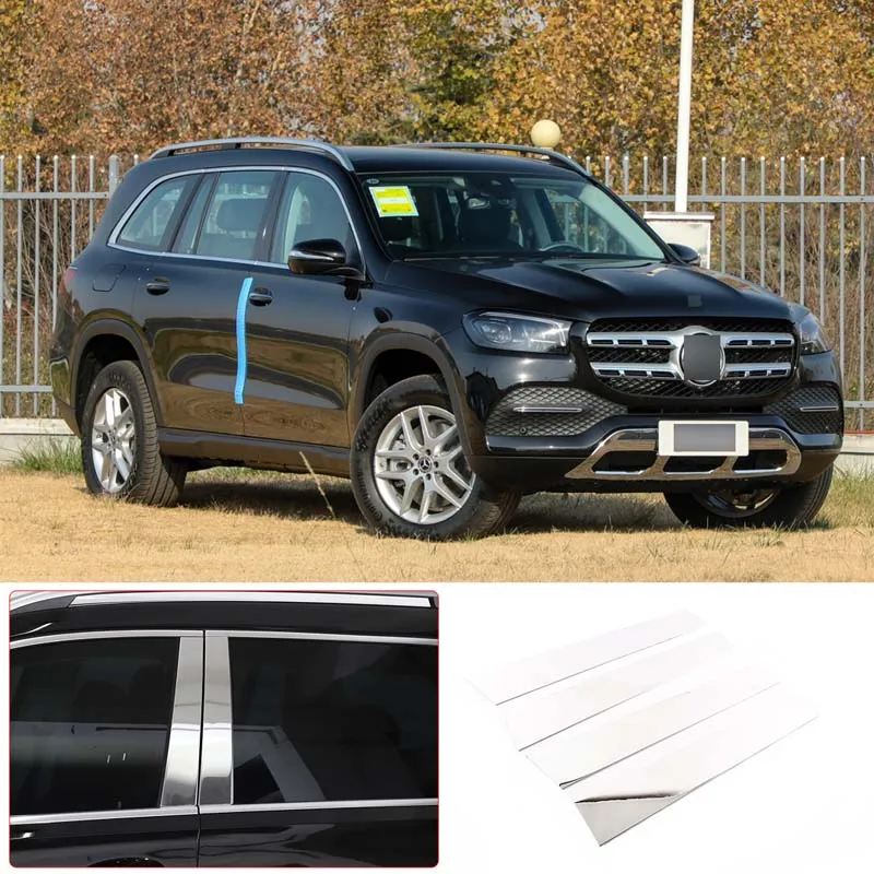 

For Mercedes-Benz GLE GLS W167 X167 2021-2022 Aluminum Alloy Silver Window Center Pillar Sticker Trim Car Accessories