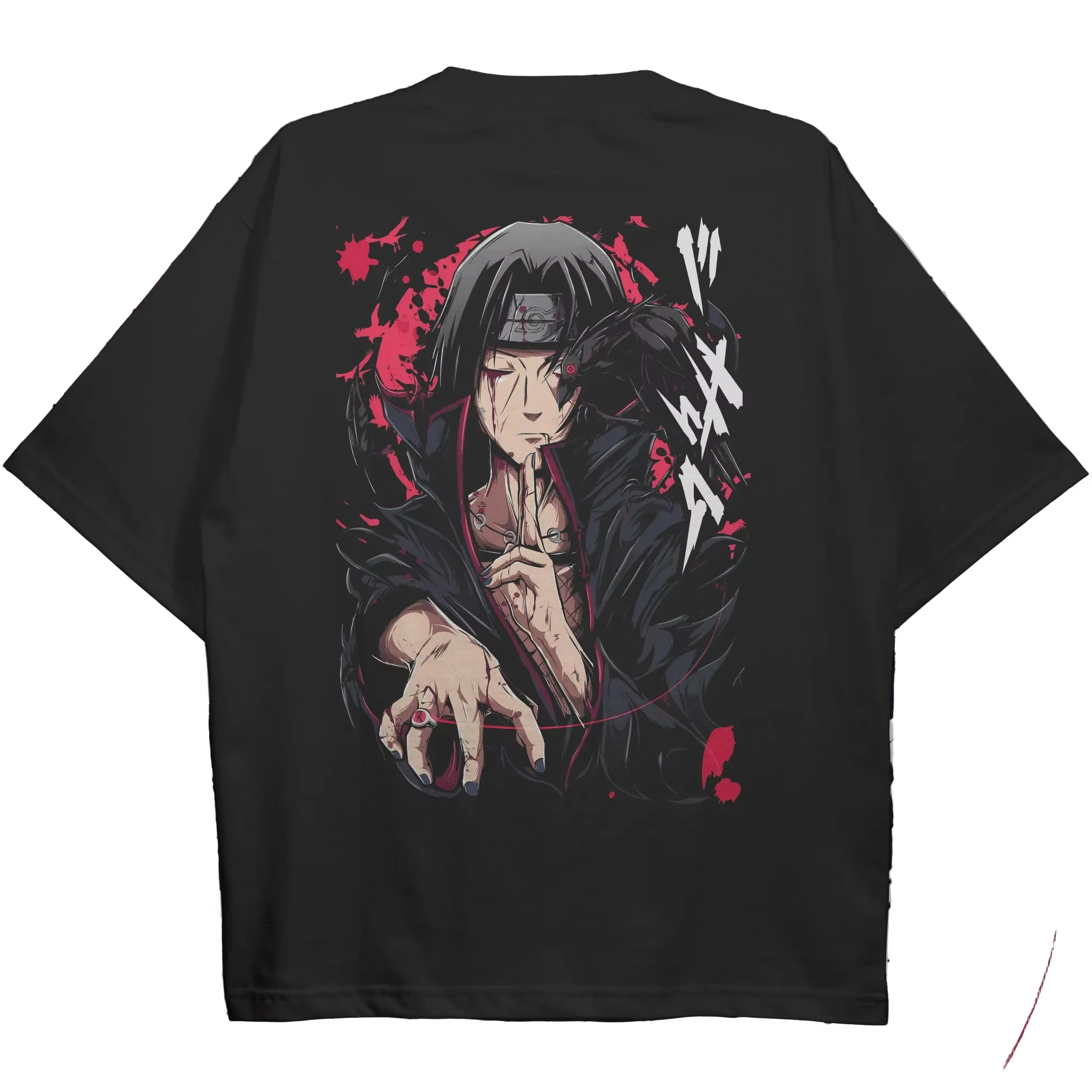 Camiseta Naruto Itachi Uchiha para hombre, camiseta gráfica de verano con diseño de cuervo Sharingan, ropa informal de manga japonesa, Top de manga corta