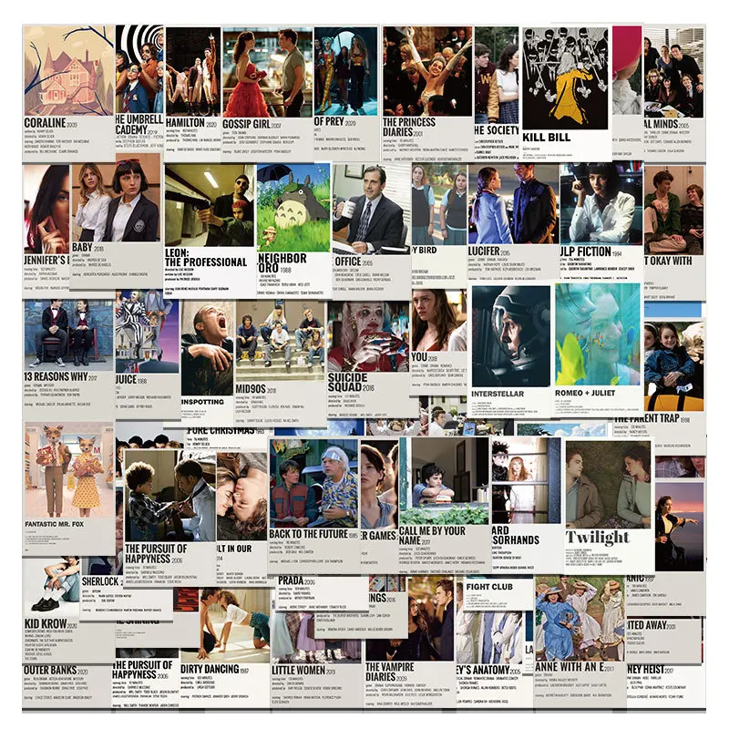 

64PCS Classic Movie Poster Stickers Graffiti Stickers DIY Diary Phone Case Handmade Scrapbook Aesthetic Stickers
