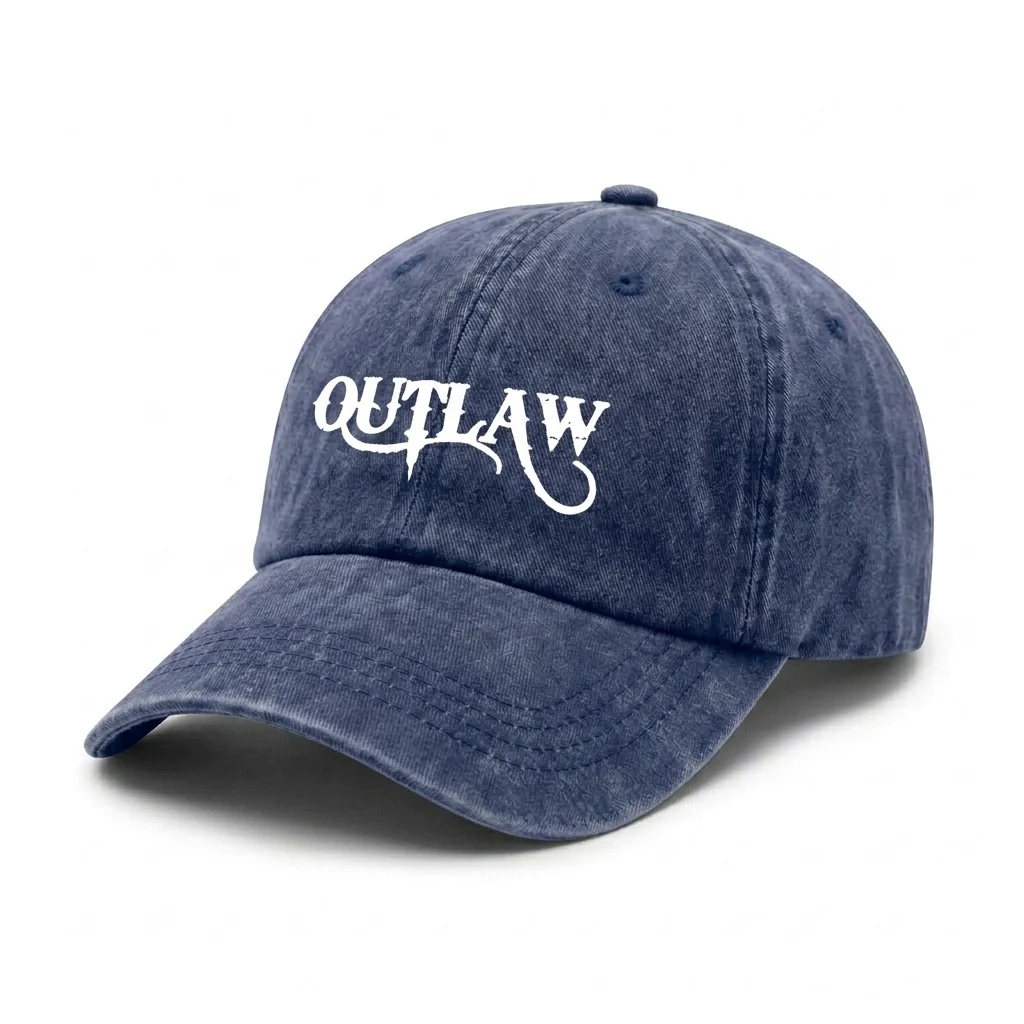 Vintage Washed Outlaw Western Letter Print Baseball Cap, Adjustable Unisex Dad Hat with Metal Buckle, Cowboy Country Gift