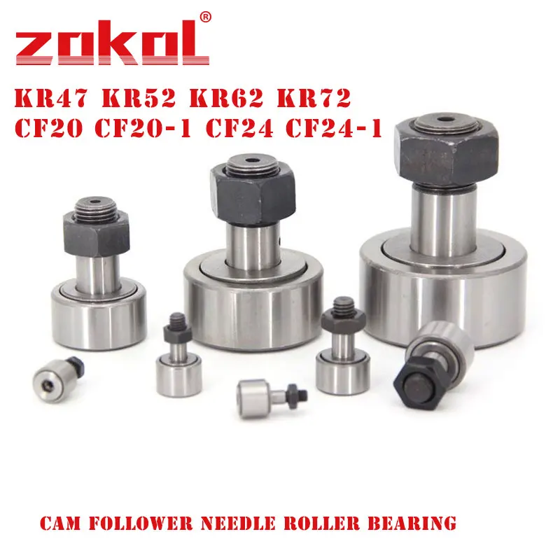 

1/2Pcs KR47/52/62/72 CF20/24/20-1/24-1 Cam Follower Stud Type Needle Roller Bearing ZOKOL