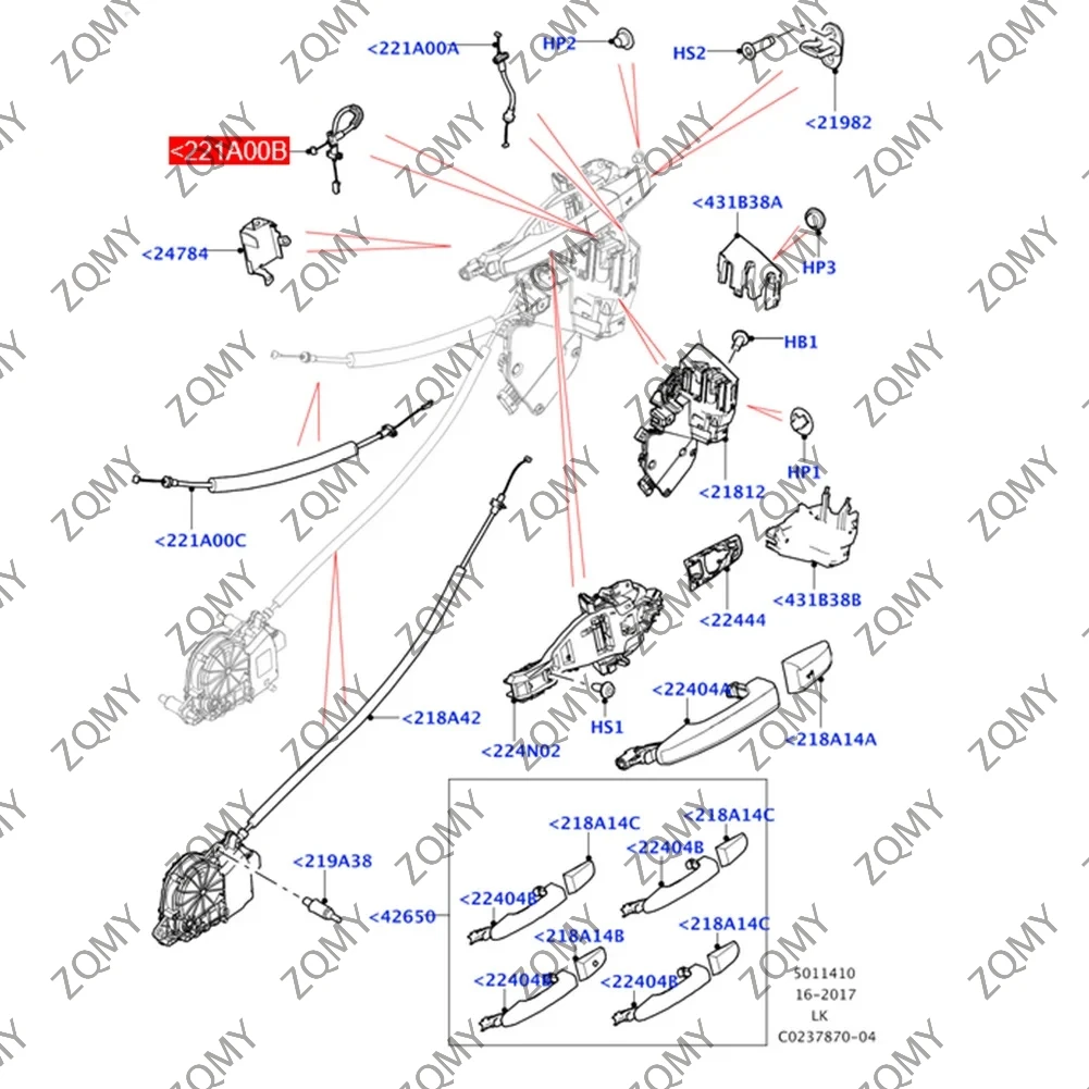 Front Door Lock Exterior Release Cable Car Accessories For Land Rover Range Rover 2013 2014 2015 LR037474