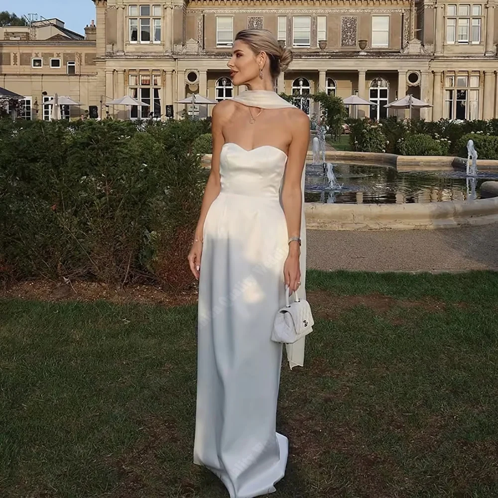 Sweetheart collar Women Bridal Dresses Bright Sexy Strapless Sleeveless Gowns Engagement Banquet Vestidos De Novias Customized