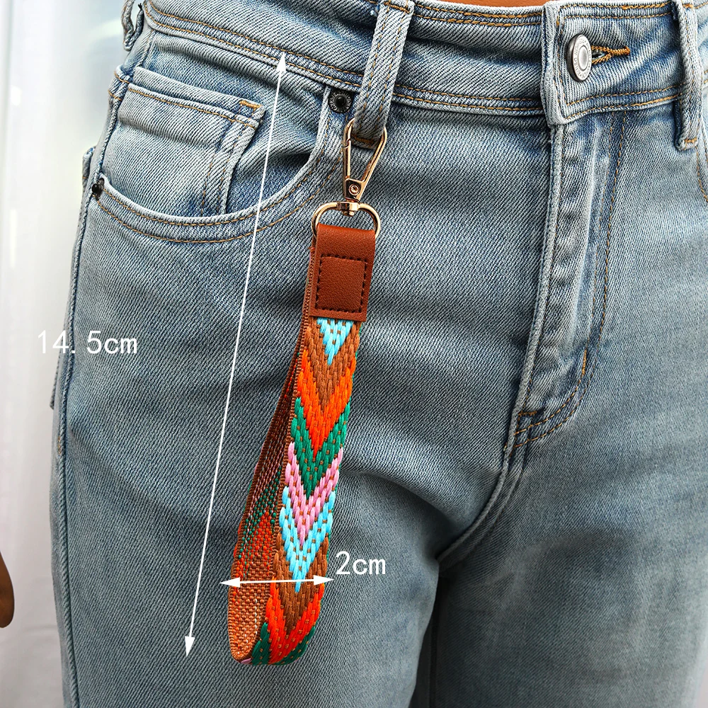 Bohemia Geometric strip wristlet keychain