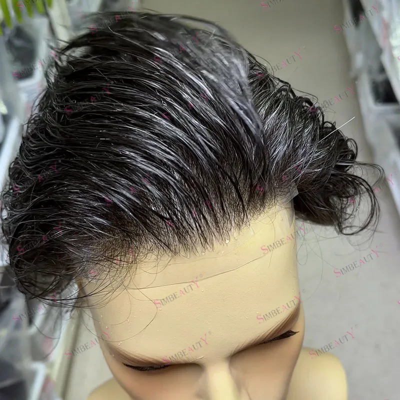 

Натуральный 80-90 Плотность Микро Тонкая Кожа 0,02 мм-0,03 мм Vloop Реалистичная Линия Волос Мужской Парик Европейская Мужская Система Девственных Человеческих Волос