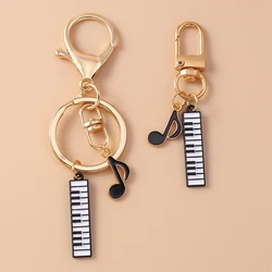 Fashion Piano Music Note Keychain for Women Men Car Key Handbag Pendant Keyrings Accessories DIY Jewelry Gifts