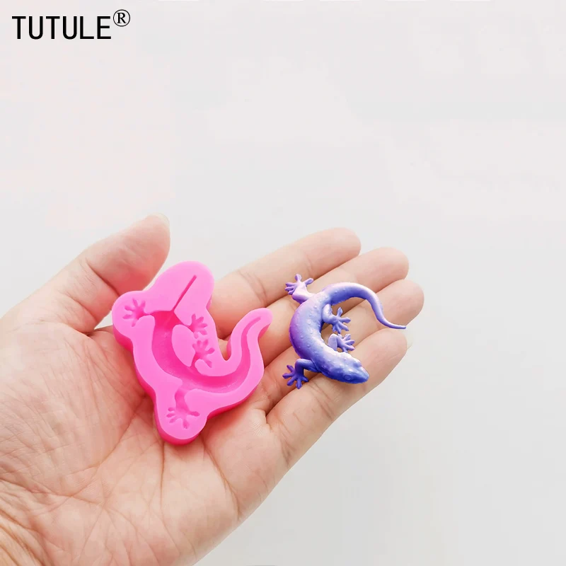 lizard DIY UV epoxy Flexible Polymer Clay Molds Tummy-tailed lizard Keychain shaker Silicone Mold Cake Chocolate Mold Silicone