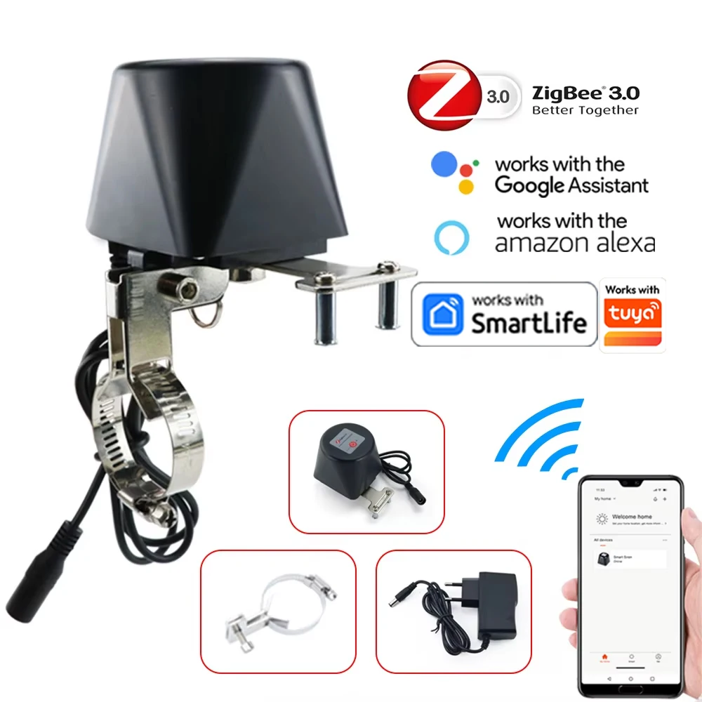 Works with TUYA APP Zigbee Smart Gas Valve WIFI Garden Water Shut Off Timer Irrigation Controller with Alexa Google Assistant