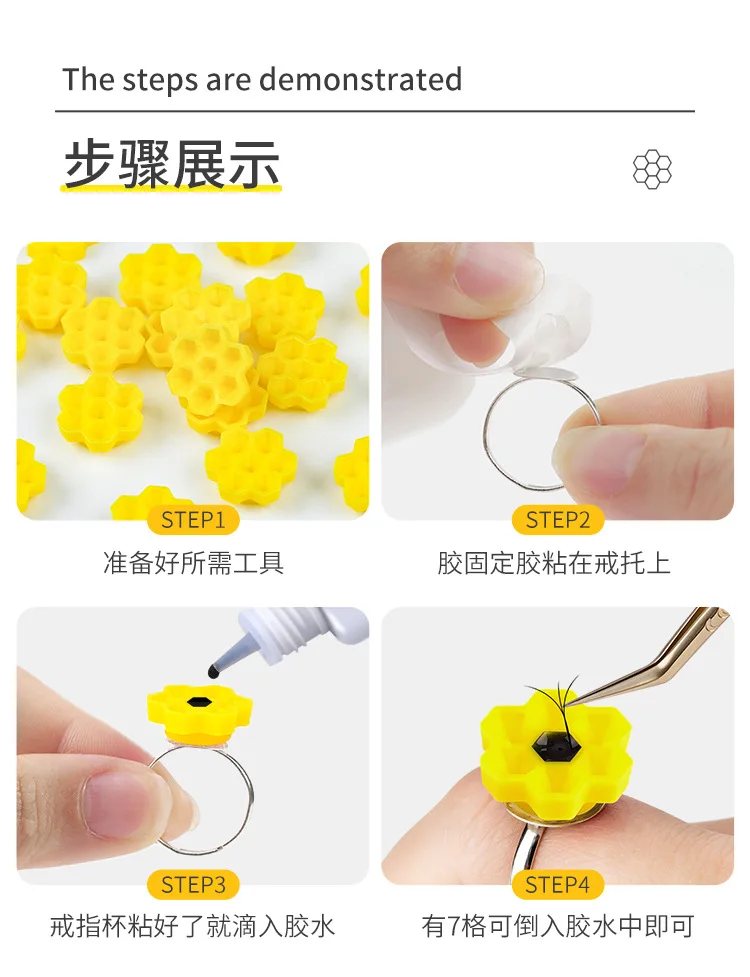 100Pcs Waben Förmigen Pfropfen Wimpern Verzögerung Tasse Wimpern Kleber Halter Blossom Verzögerung Tassen Wimpern Verlängerung Make-Up Liefert – Detail 7